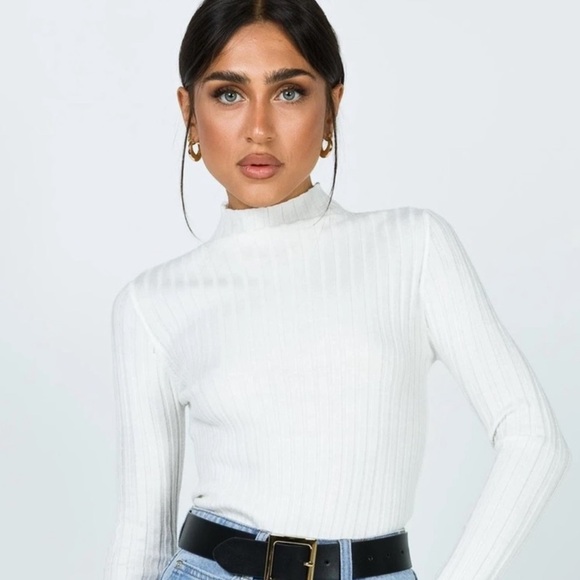 Princess Polly The Butler White Mock Neck Sweater Top - Picture 4 of 13
